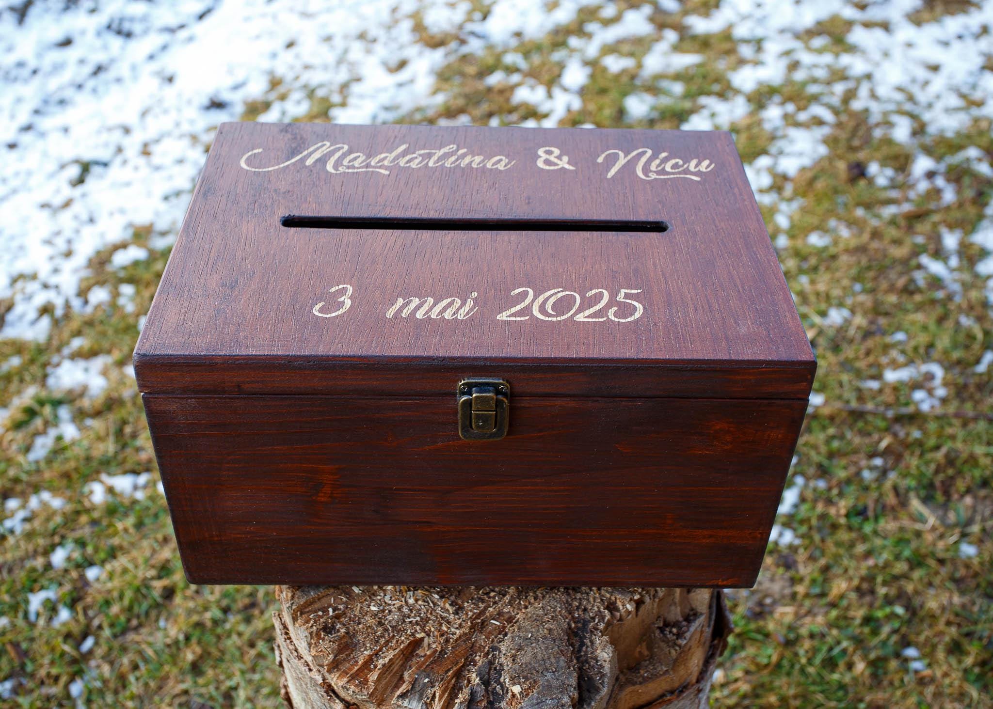 Cutie de cadou personalizată din lemn cu mesaj -cutie dar nunta