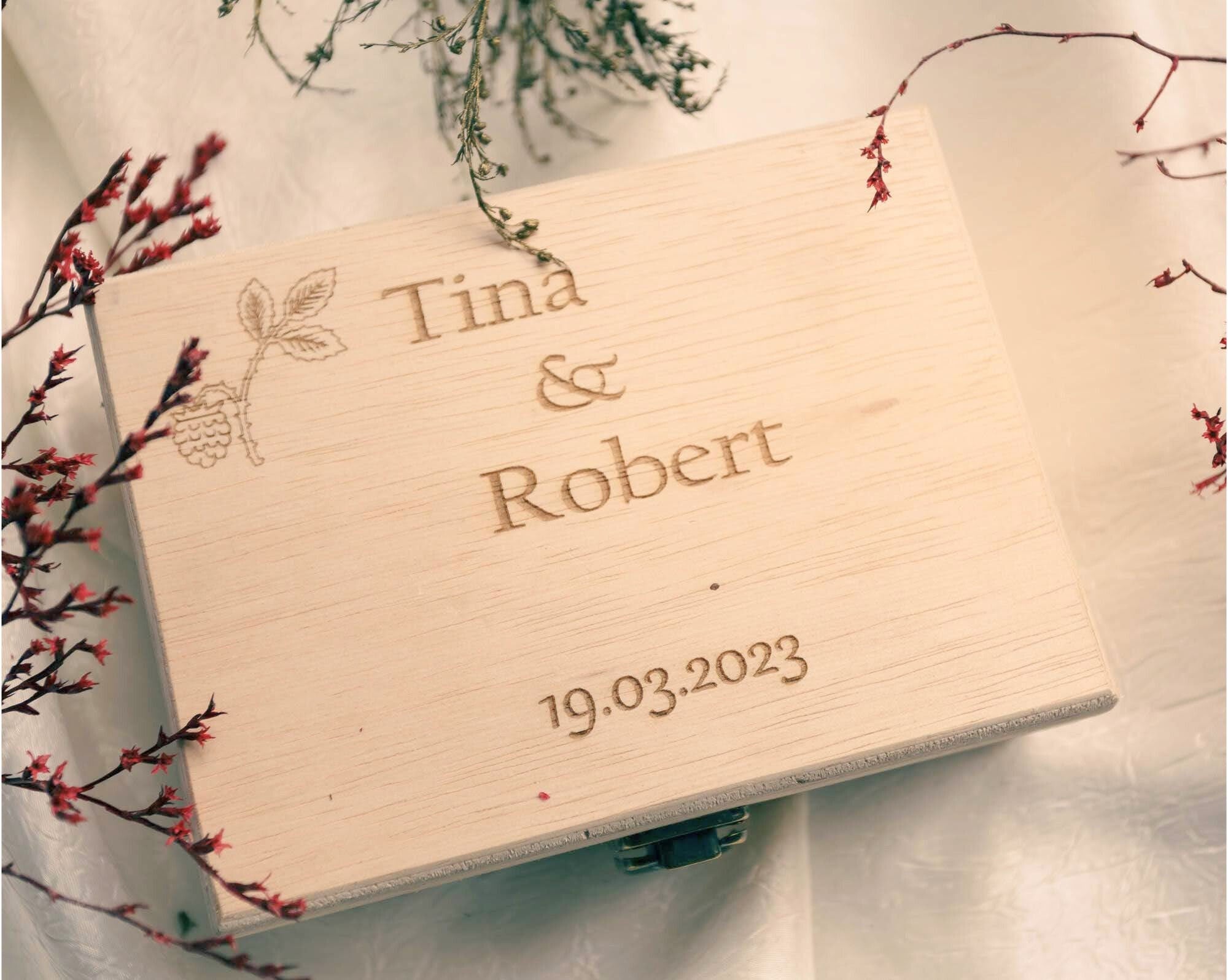 Personalized Wooden Memory Box: Engraved Couple Keepsake