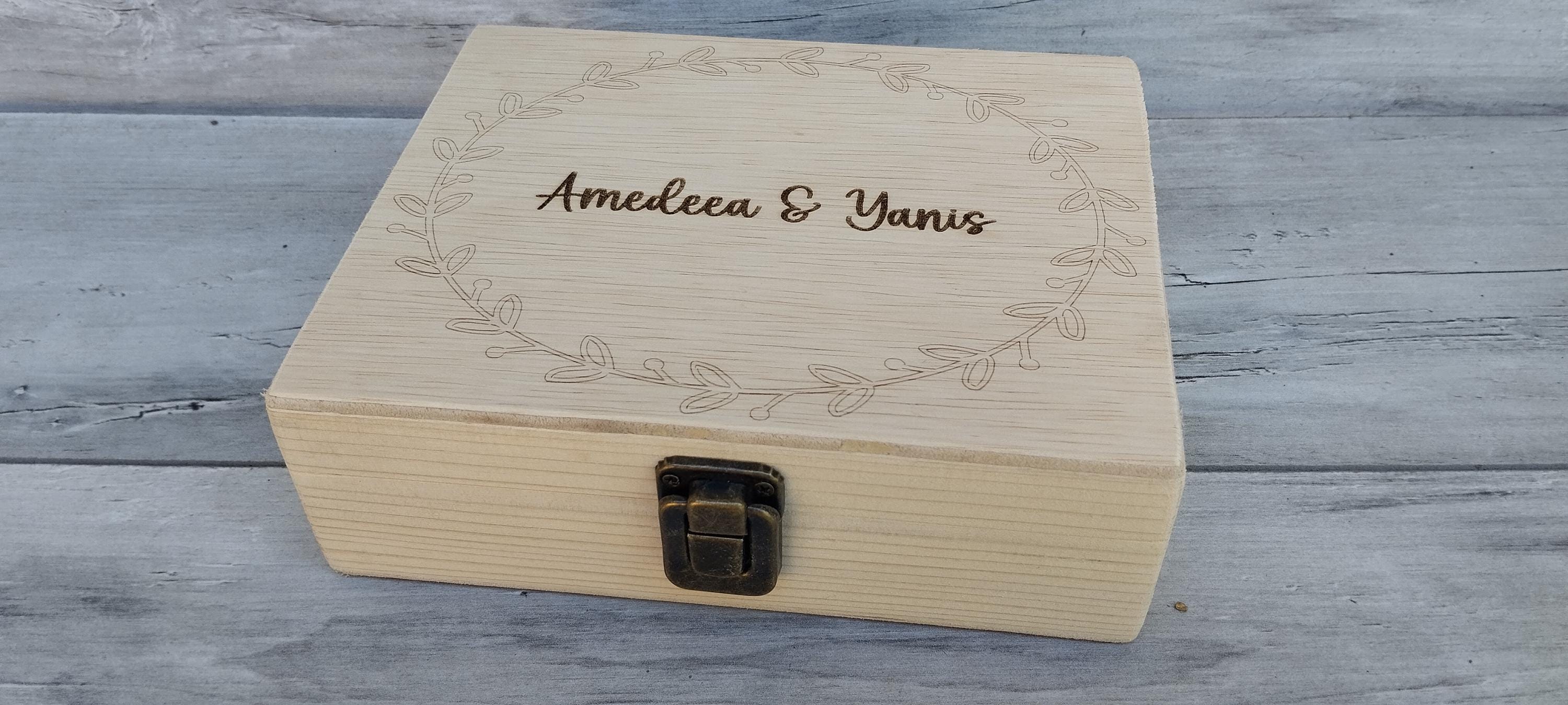 Personalized Wooden Memory Box: Engraved Couple Keepsake