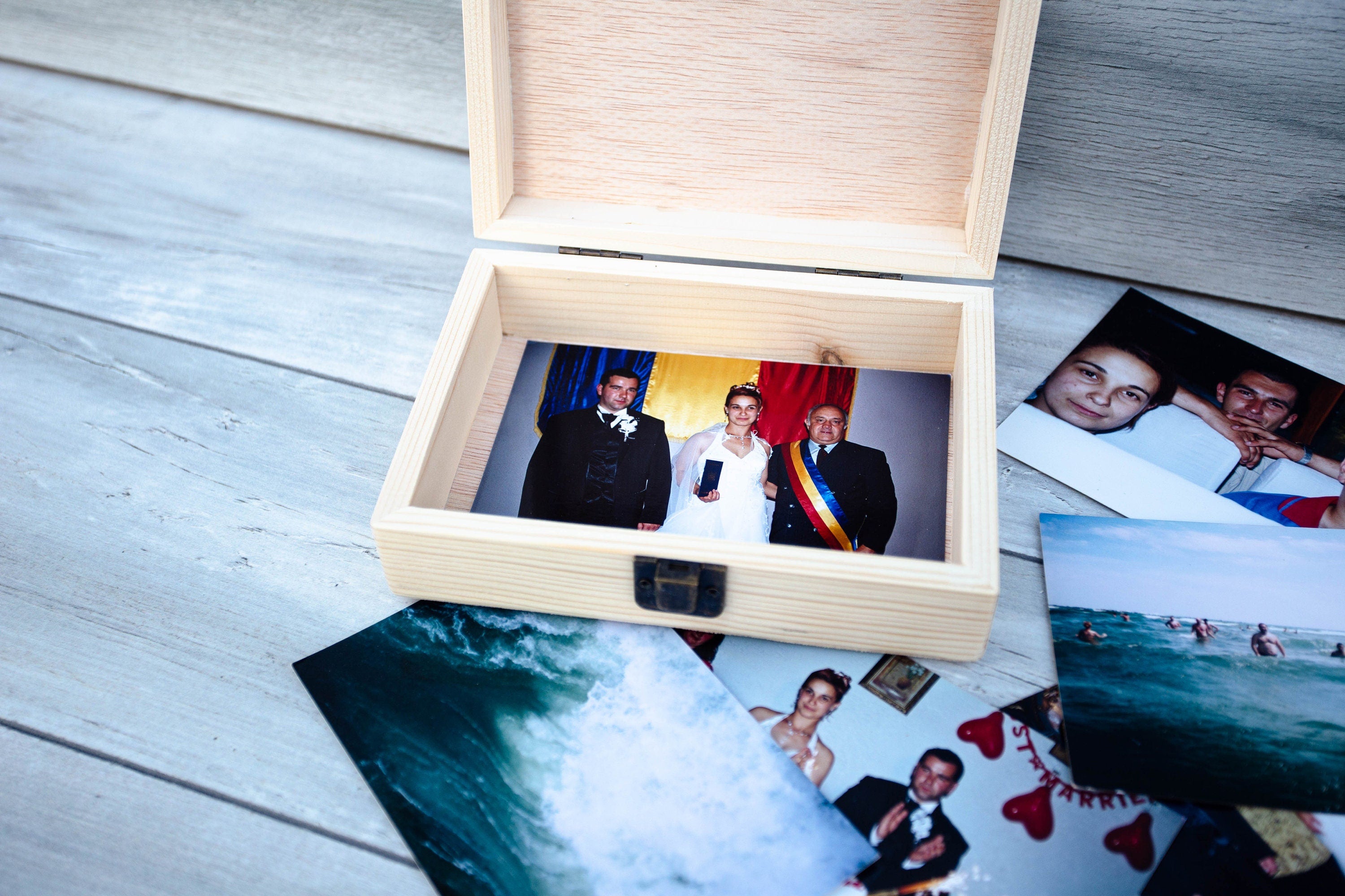 Personalized Wooden Memory Box: Engraved Couple Keepsake