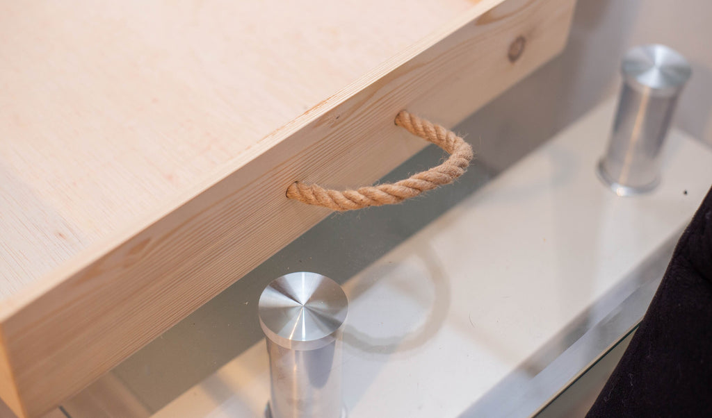 Cutie de lemn natur XL 55X50X12 CM cu manere de sfoara