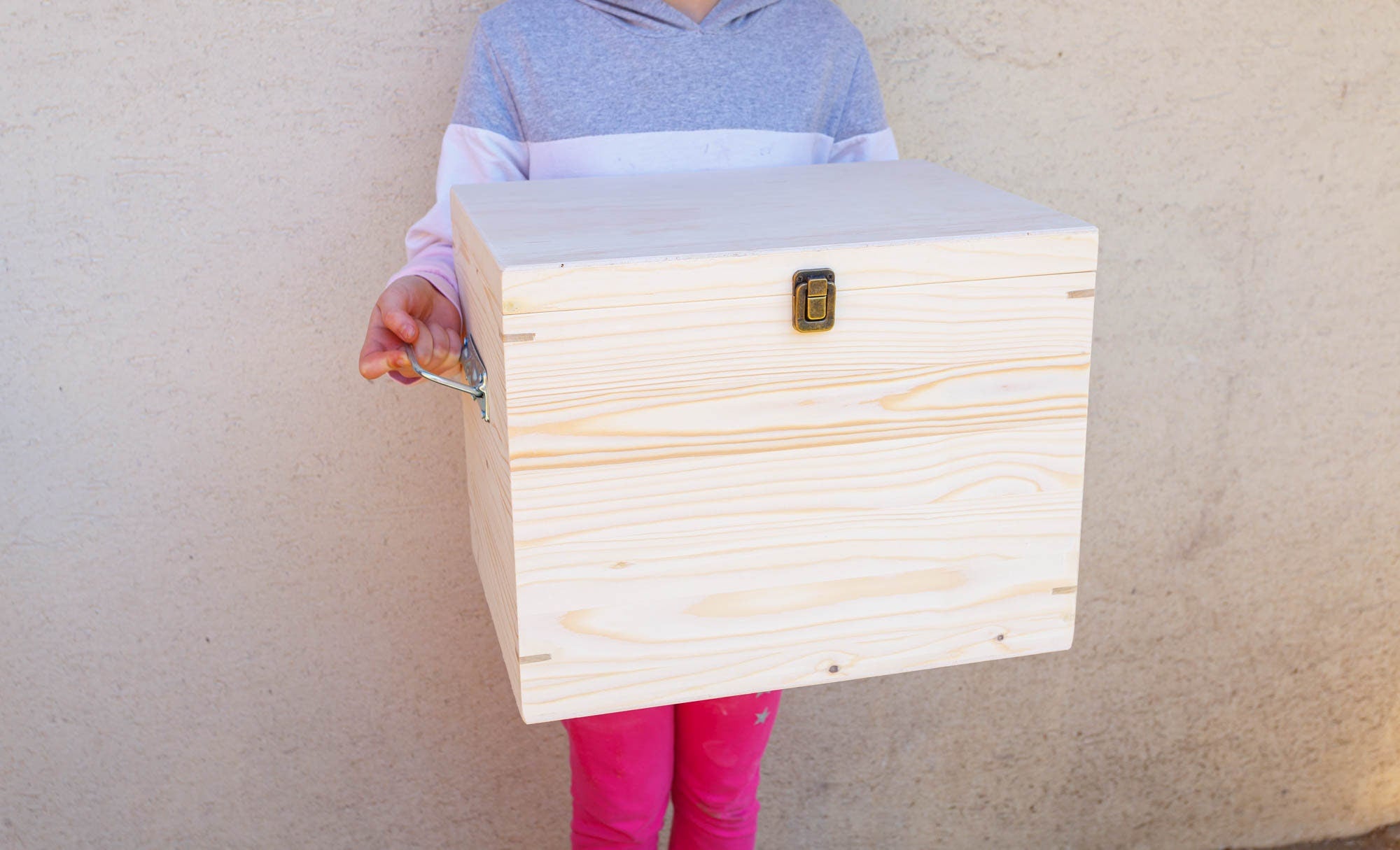 Cufar/cutie din lemn cu capac 34x26x30 cm