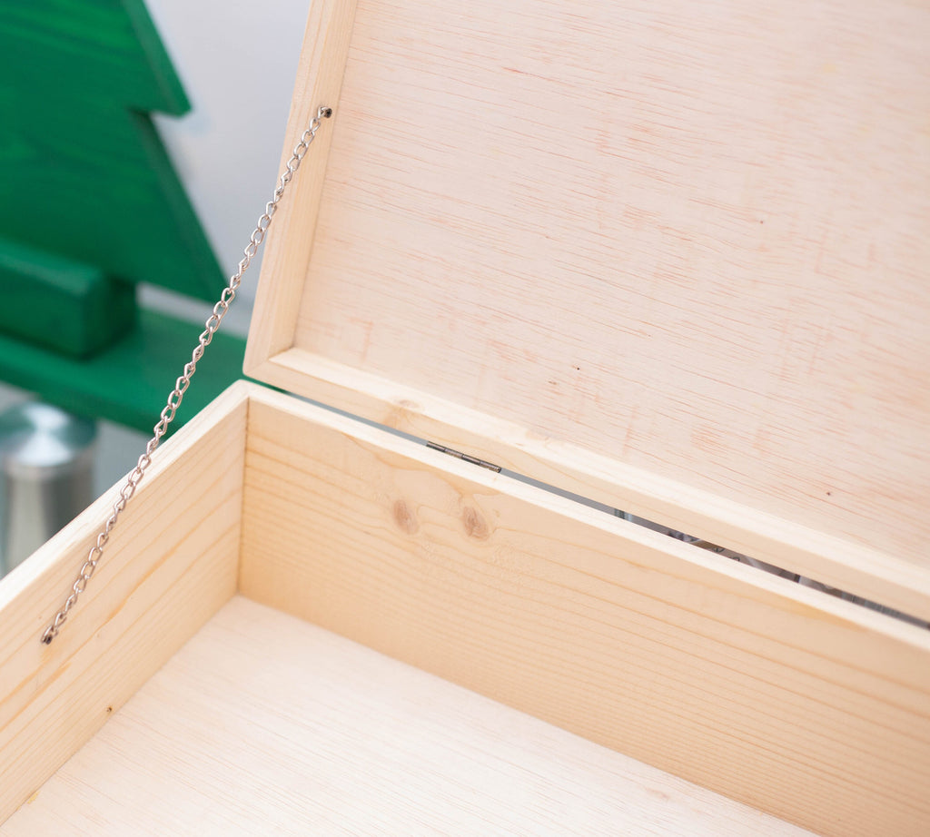 Cutie de lemn natur XL 55X50X12 CM cu manere de sfoara